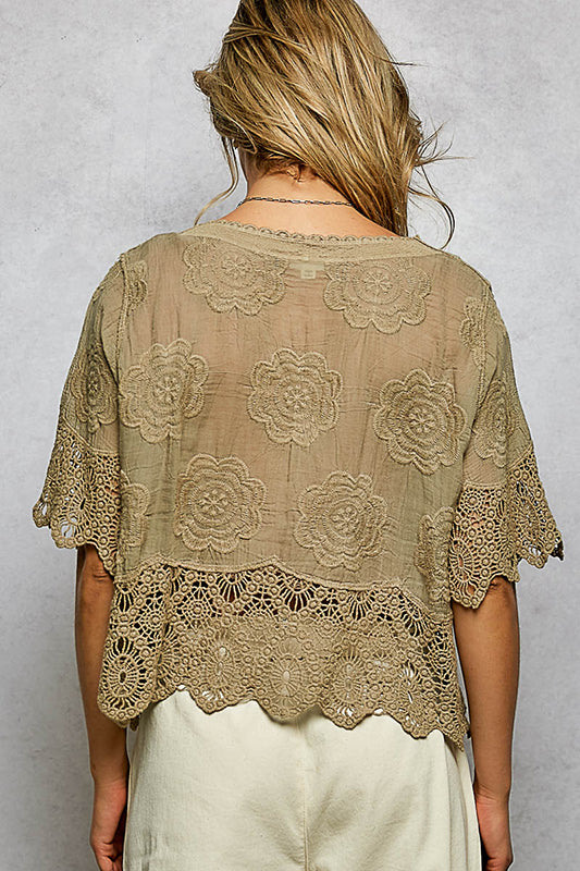 Complete Your Look Taupe Embroidered Top-Cute-Trendy-Shop-Womens-Boutique-Clothing-Store