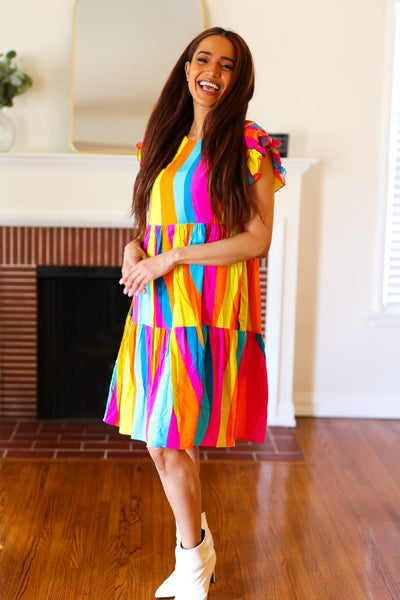 Eyes On You Multicolor Abstract Print Smocked Ruffle Sleeve Dress *online exclusive-[option4]-[option5]-Cute-Trendy-Shop-Womens-Boutique-Clothing-Store