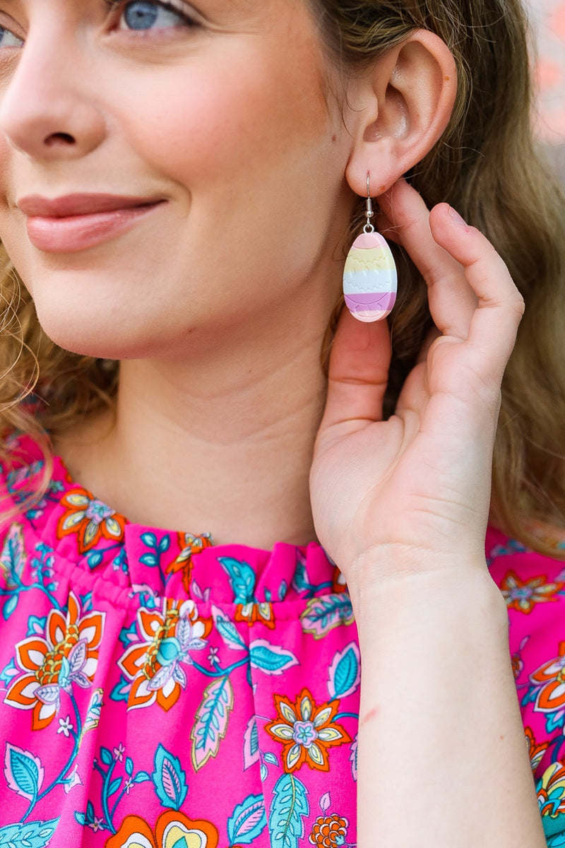 Multicolor Stripe Easter Egg Clay Dangle Earrings *online exclusive-One Size Fits All-[option4]-[option5]-Cute-Trendy-Shop-Womens-Boutique-Clothing-Store