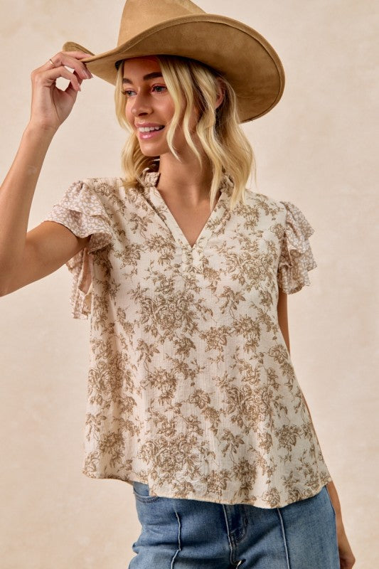 Weekend Ready Ruffle Sleeve Top-Cute-Trendy-Shop-Womens-Boutique-Clothing-Store