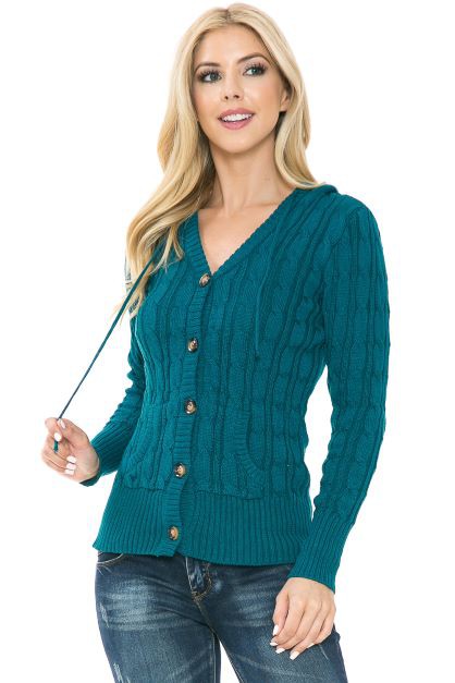 No Cover Up Button Teal Hooded Sweater-[option4]-[option5]-Cute-Trendy-Shop-Womens-Boutique-Clothing-Store