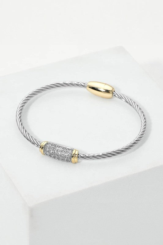 A Good Life Magnetic Cable Bracelet-Two Tone-Cute-Trendy-Shop-Womens-Boutique-Clothing-Store