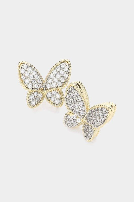 Just The Sweetest Butterfly CZ Earrings-Cute-Trendy-Shop-Womens-Boutique-Clothing-Store