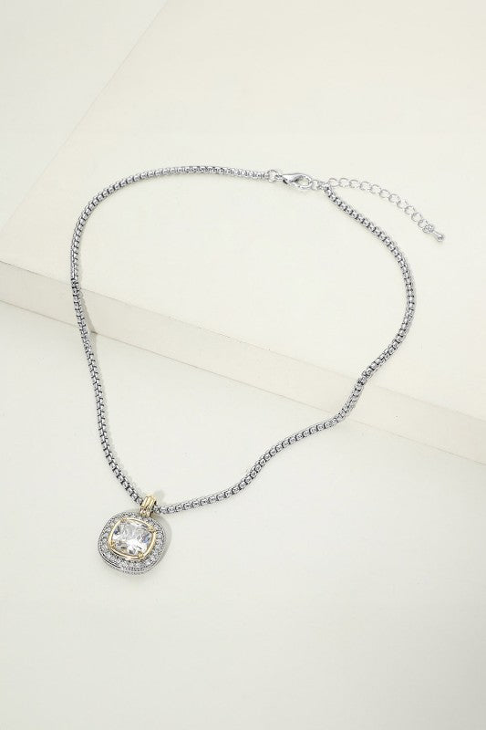 Sparkle That Counts Square Stone Necklace-Cute-Trendy-Shop-Womens-Boutique-Clothing-Store