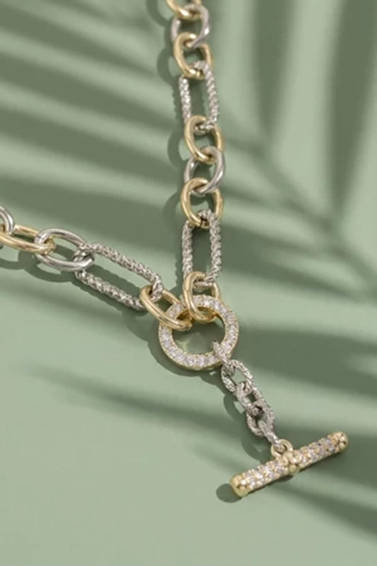 Double Agent Two-Tone Pave Toggle Necklace-Cute-Trendy-Shop-Womens-Boutique-Clothing-Store