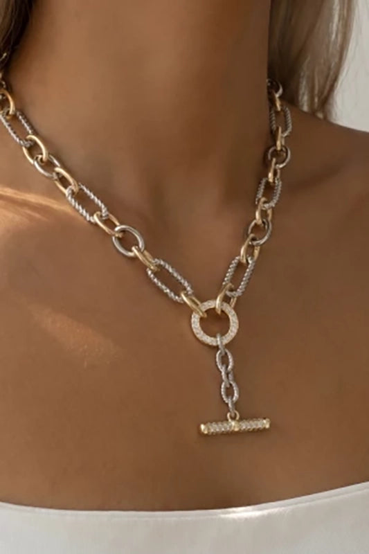 Double Agent Two-Tone Pave Toggle Necklace-Cute-Trendy-Shop-Womens-Boutique-Clothing-Store