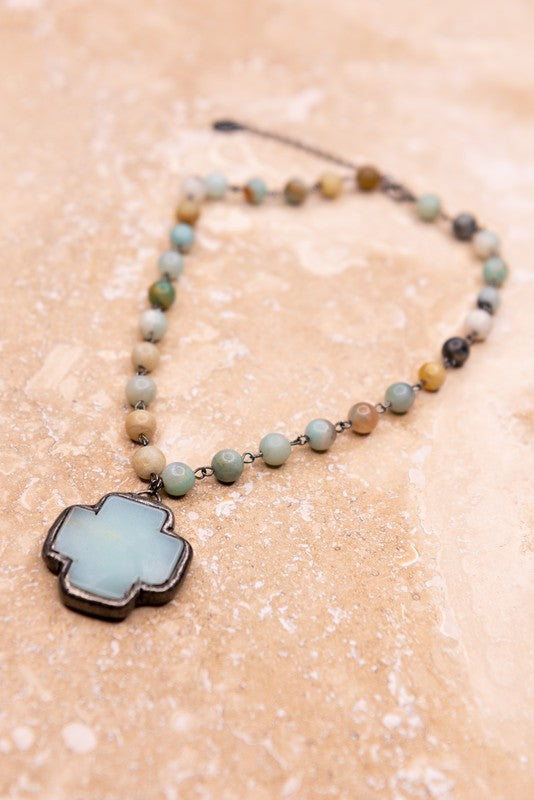 Simply Stunning Amazonite Cross Necklace-[option4]-[option5]-Cute-Trendy-Shop-Womens-Boutique-Clothing-Store