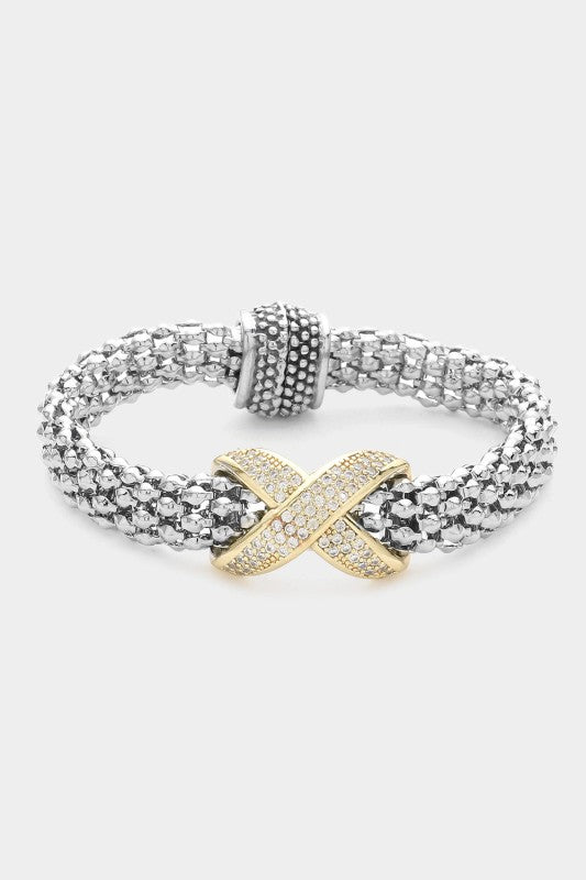 Brilliant Standalone Mesh Two Tone Bracelet-Cute-Trendy-Shop-Womens-Boutique-Clothing-Store