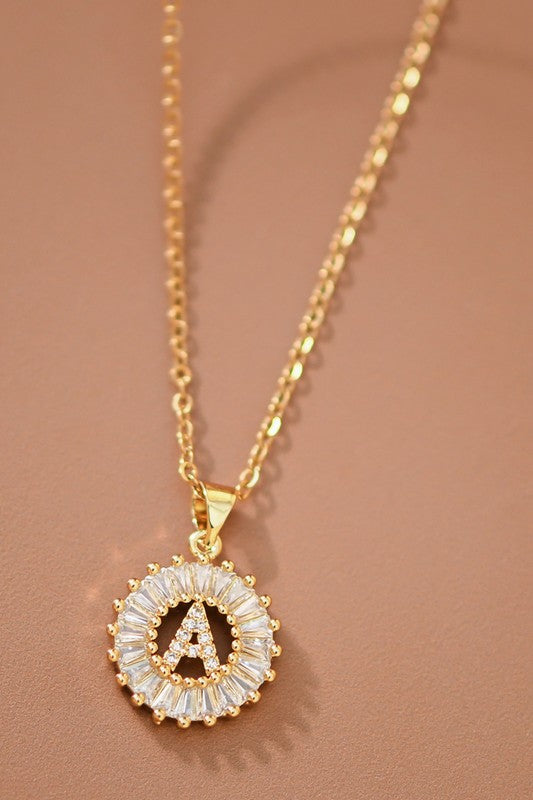 Small Radiant Initial Necklace A - W-[option4]-[option5]-Cute-Trendy-Shop-Womens-Boutique-Clothing-Store