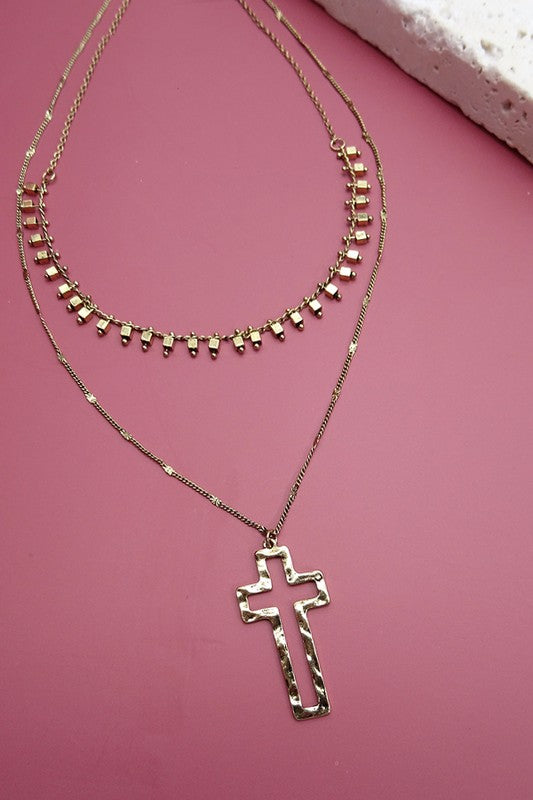 My World Layered Cross Necklace-[option4]-[option5]-Cute-Trendy-Shop-Womens-Boutique-Clothing-Store