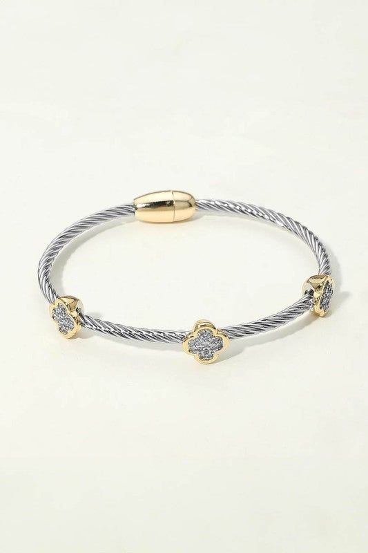 Pure Magnetism Pavé Quatrefoil Cable Bracelet-Cute-Trendy-Shop-Womens-Boutique-Clothing-Store