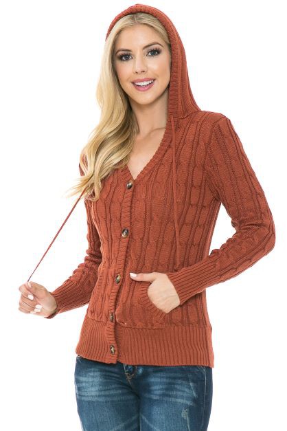 No Cover Up Button Rust Hooded Sweater-[option4]-[option5]-Cute-Trendy-Shop-Womens-Boutique-Clothing-Store