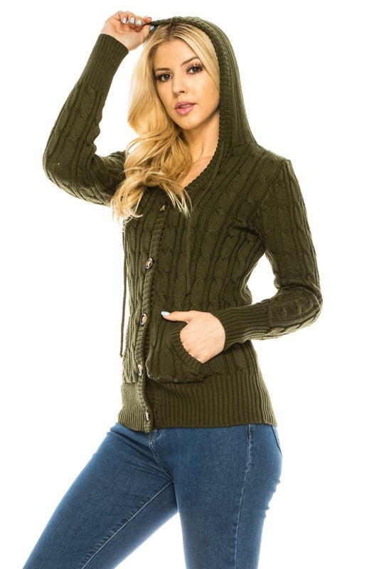 No Cover Up Button Olive Hooded Sweater-[option4]-[option5]-Cute-Trendy-Shop-Womens-Boutique-Clothing-Store