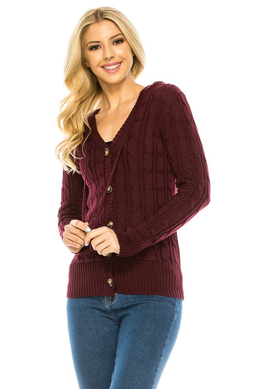No Cover Up Button Burgundy Hooded Sweater-[option4]-[option5]-Cute-Trendy-Shop-Womens-Boutique-Clothing-Store
