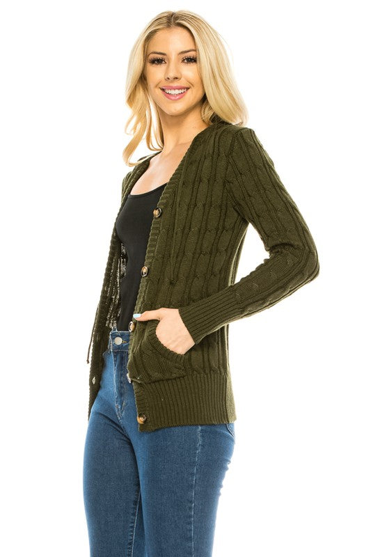 No Cover Up Button Olive Hooded Sweater-[option4]-[option5]-Cute-Trendy-Shop-Womens-Boutique-Clothing-Store