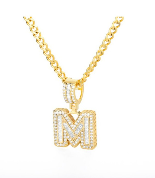 Crystal Set In Gold Initial Necklace A - Z-[option4]-[option5]-Cute-Trendy-Shop-Womens-Boutique-Clothing-Store