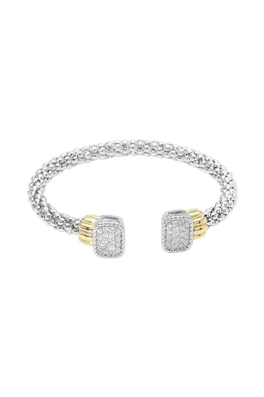 Exciting Night Woven CZ Tip Cuff Bracelet-Cute-Trendy-Shop-Womens-Boutique-Clothing-Store