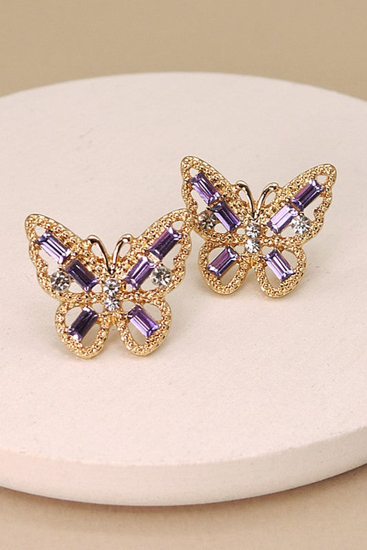 Flutter Away Gold & Stone Earrings-[option4]-[option5]-Cute-Trendy-Shop-Womens-Boutique-Clothing-Store