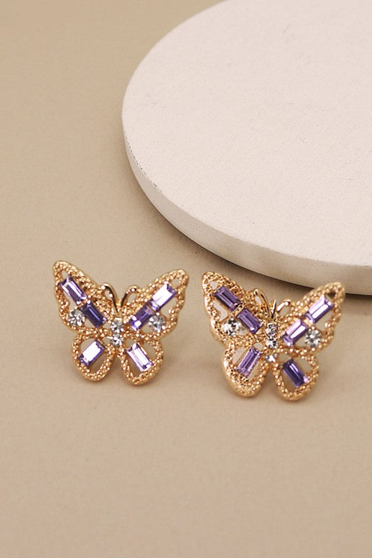 Flutter Away Gold & Stone Earrings-[option4]-[option5]-Cute-Trendy-Shop-Womens-Boutique-Clothing-Store