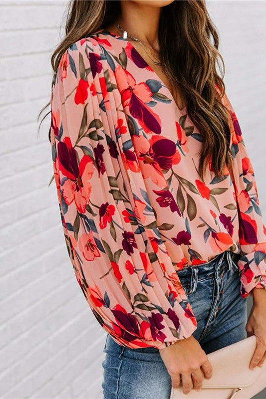 Hear The Rain Floral V Neck Top-[option4]-[option5]-Cute-Trendy-Shop-Womens-Boutique-Clothing-Store
