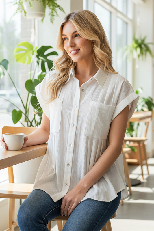 Real Deal Cotton Button Up Top-White-SMALL-Cute-Trendy-Shop-Womens-Boutique-Clothing-Store