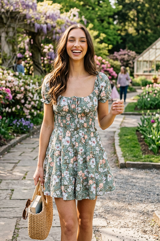 Smell The Flowers Peasant Dress MEDIUM