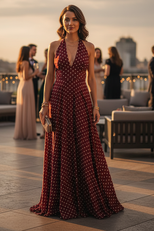 Stunning As Ever Polka Dot Halter Maxi-Cute-Trendy-Shop-Womens-Boutique-Clothing-Store