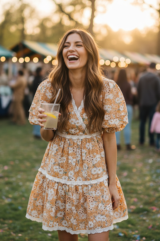 Fashionista Style Mustard Floral Dress-Cute-Trendy-Shop-Womens-Boutique-Clothing-Store