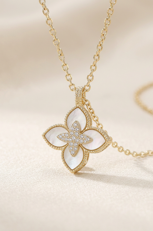 Exquisite Mother of Pearl Clover Necklace-Cute-Trendy-Shop-Womens-Boutique-Clothing-Store