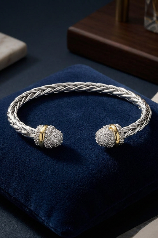 Respect the Style Woven CZ Tip Cuff Bracelet-[option4]-[option5]-Cute-Trendy-Shop-Womens-Boutique-Clothing-Store