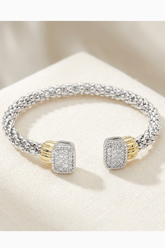 Exciting Night Woven CZ Tip Cuff Bracelet-Cute-Trendy-Shop-Womens-Boutique-Clothing-Store