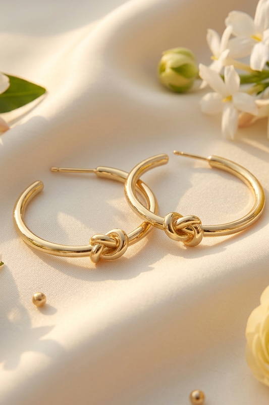 Modern Minimalism Gold Hoop Earrings with Knot-Cute-Trendy-Shop-Womens-Boutique-Clothing-Store