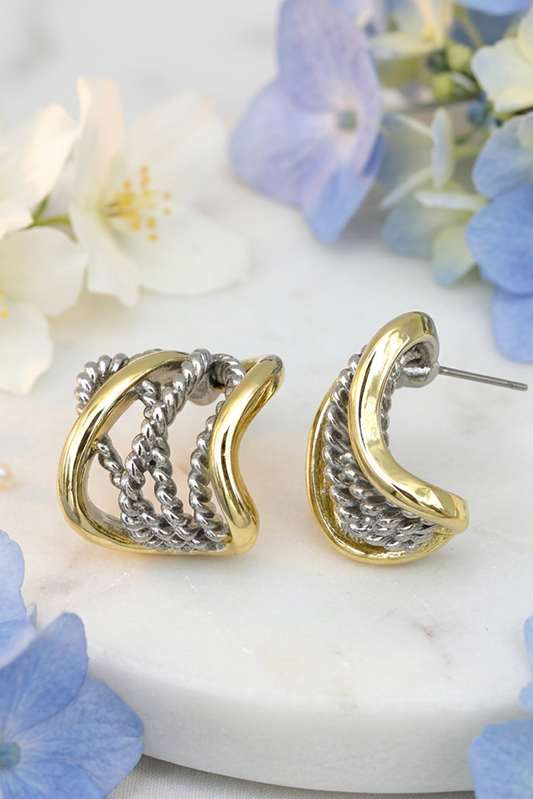 It Takes A Twist Two Tone Earrings-Cute-Trendy-Shop-Womens-Boutique-Clothing-Store