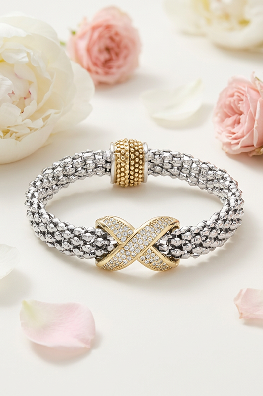 Brilliant Standalone Mesh Two Tone Bracelet-Cute-Trendy-Shop-Womens-Boutique-Clothing-Store