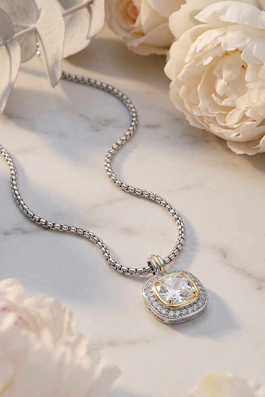 Sparkle That Counts Square Stone Necklace-Cute-Trendy-Shop-Womens-Boutique-Clothing-Store