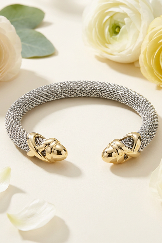 Amazing Look Two Tone Gold Tip Cuff-Cute-Trendy-Shop-Womens-Boutique-Clothing-Store