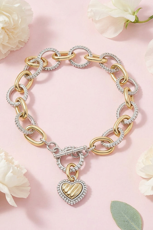 Modern Romance Chunky Heart Bracelet-Cute-Trendy-Shop-Womens-Boutique-Clothing-Store