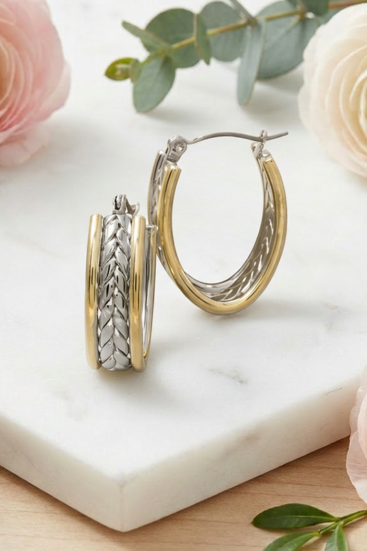 Always on Trend Two Tone Earrings-Cute-Trendy-Shop-Womens-Boutique-Clothing-Store