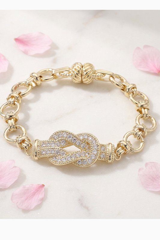 All Knotted Up Gold Plated Statement Bracelet-Cute-Trendy-Shop-Womens-Boutique-Clothing-Store