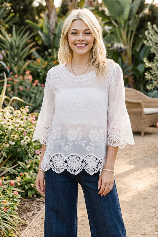 Drama Free Embroidery Bell Sleeve Top-Cute-Trendy-Shop-Womens-Boutique-Clothing-Store