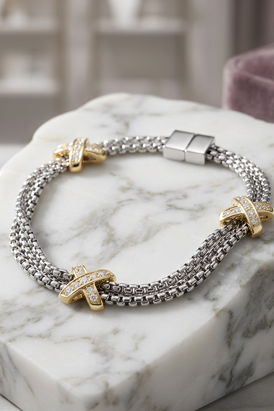 Double the Drama Two-Tone Pave Rope Bracelet-Cute-Trendy-Shop-Womens-Boutique-Clothing-Store