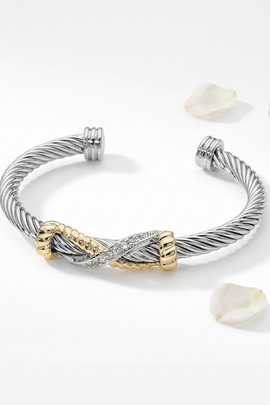 Infinite Attitude Two-Tone Twisted Cable Cuff-Cute-Trendy-Shop-Womens-Boutique-Clothing-Store