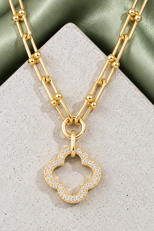 Open Clover Horsebit Chain Necklace-Cute-Trendy-Shop-Womens-Boutique-Clothing-Store