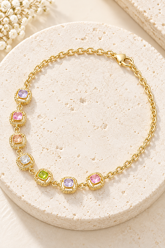 Fabulous Evening Multicolor Square Stone Necklace-Cute-Trendy-Shop-Womens-Boutique-Clothing-Store