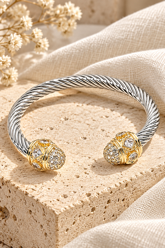Sovereign Pavé & Bezel Crystal Acorn Cuff-Cute-Trendy-Shop-Womens-Boutique-Clothing-Store