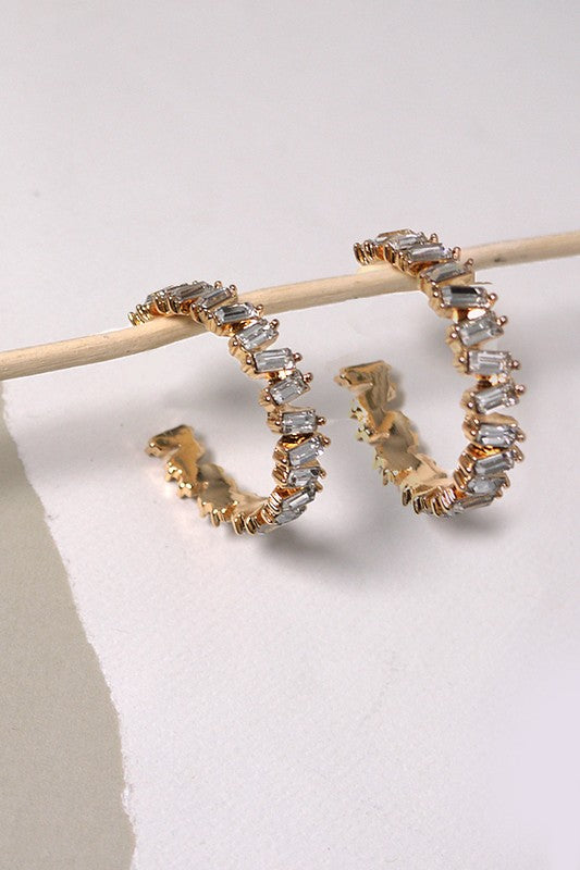 Zig Zag Baguette Hoop Earrings-Cute-Trendy-Shop-Womens-Boutique-Clothing-Store