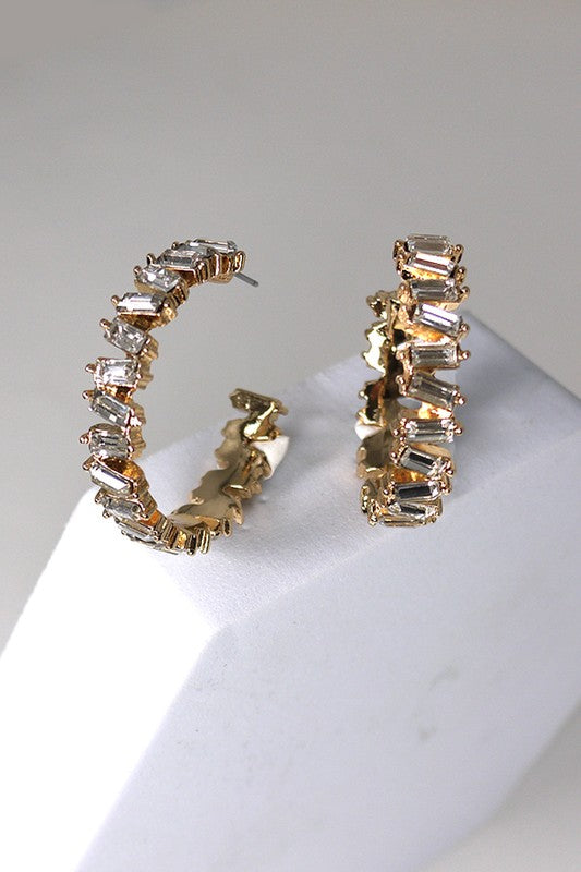 Zig Zag Baguette Hoop Earrings-Cute-Trendy-Shop-Womens-Boutique-Clothing-Store