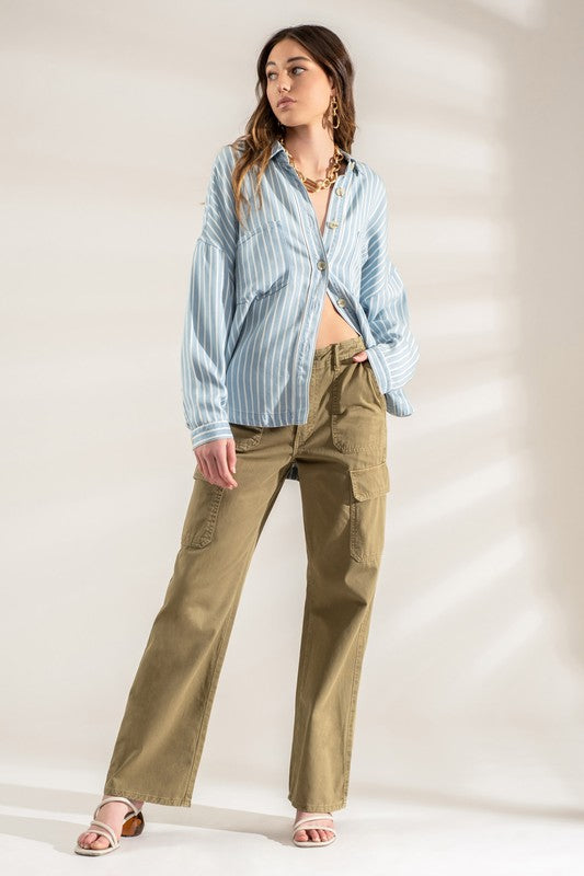 Night Out Denim Stripe Blouse-[option4]-[option5]-Cute-Trendy-Shop-Womens-Boutique-Clothing-Store