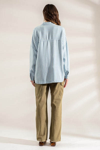 Night Out Denim Stripe Blouse-[option4]-[option5]-Cute-Trendy-Shop-Womens-Boutique-Clothing-Store