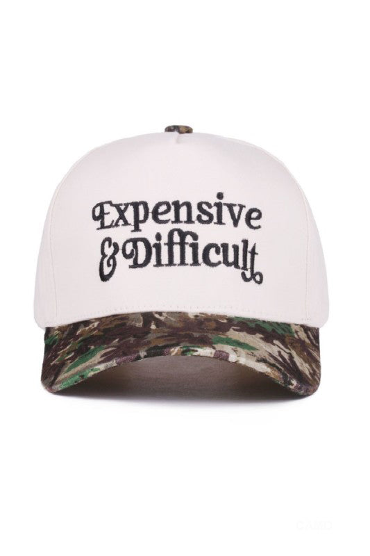 "Expensive & Difficult" Canvas Cap-Camouflage-Cute-Trendy-Shop-Womens-Boutique-Clothing-Store